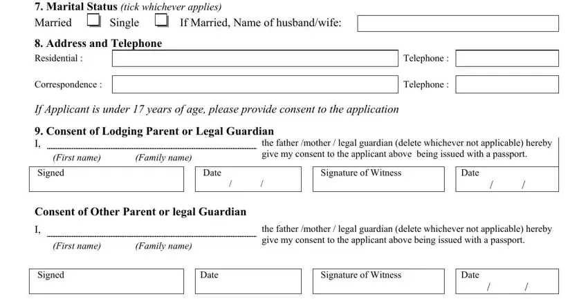 Telephone, Signature of Witness, and Single of png passport authorization form