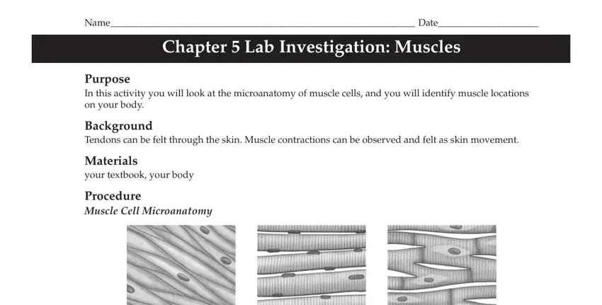 Filling out section 1 in chapter 5 lab investigation muscles