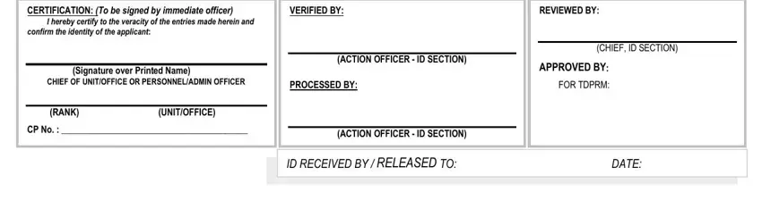 REVIEWED BY, CHIEF ID SECTION, and DATE inside pnp id online