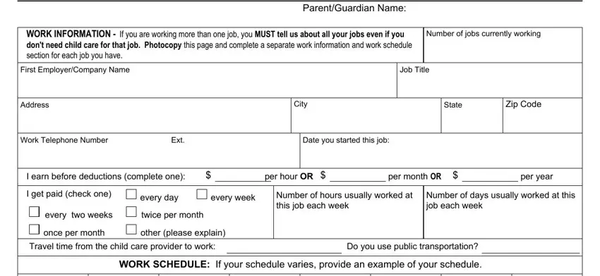 Filling in segment 4 in state of illinois child care application