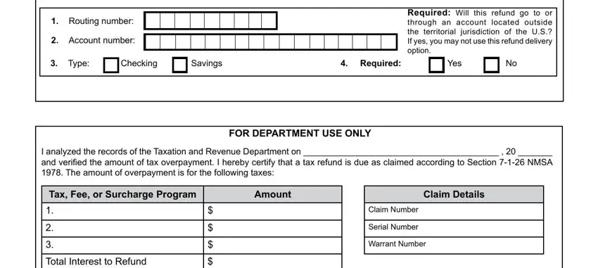 Account number, Claim Details, and Type inside Form Rpd 41071