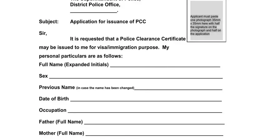 Filling in section 1 in police clearance certificate for job