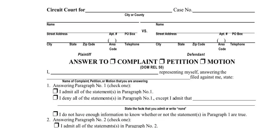 How one can fill out maryland answer to complaint stage 1