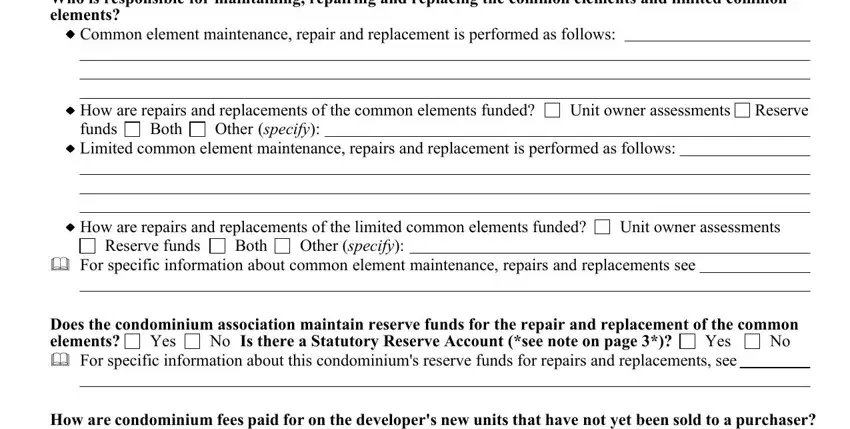 Part no. 5 of filling out condominium summary executive summary