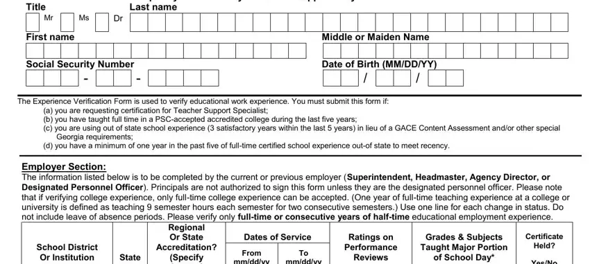 How you can fill out georgia psc experience verification form contact number step 1