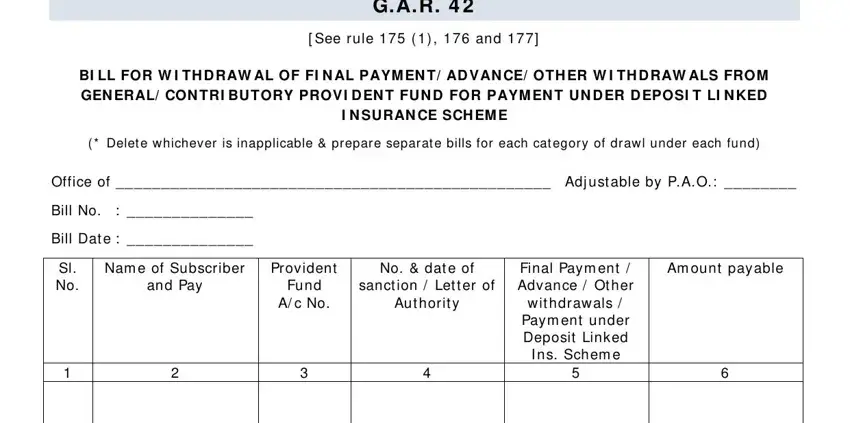 gpf withdrawal form for central govt employees gar 42 completion process explained (stage 1)