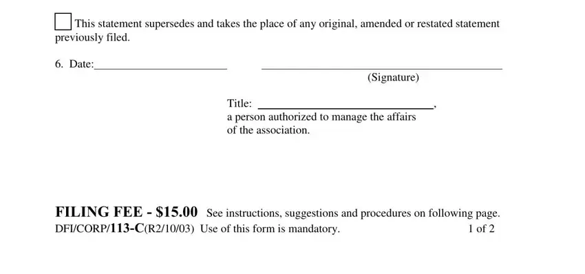 Part # 2 in filling out Wisconsin Form Dfi Corp 113 C