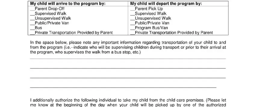 A way to fill in child care application for enrollment part 3