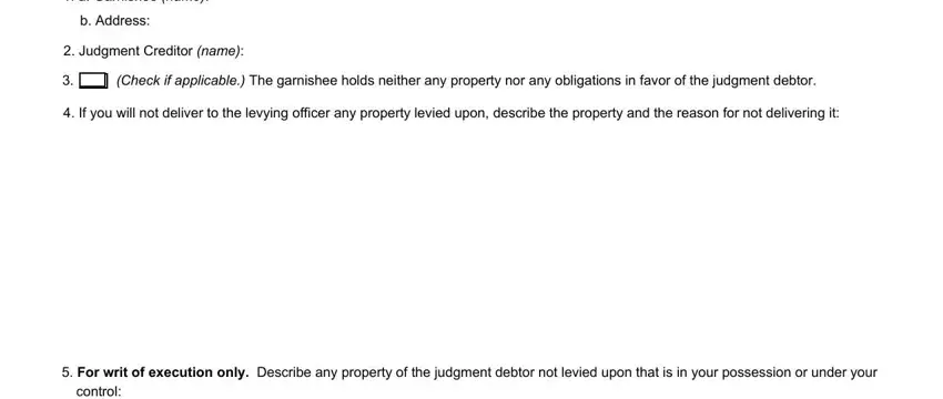 Judgment Creditor name, Check if applicable The garnishee, and For writ of execution only in ca ej 152 form