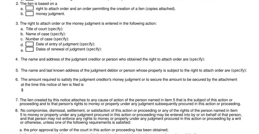 right to attach order and an order, No compromise dismissal, and Date of entry of judgment specify of 185 notice