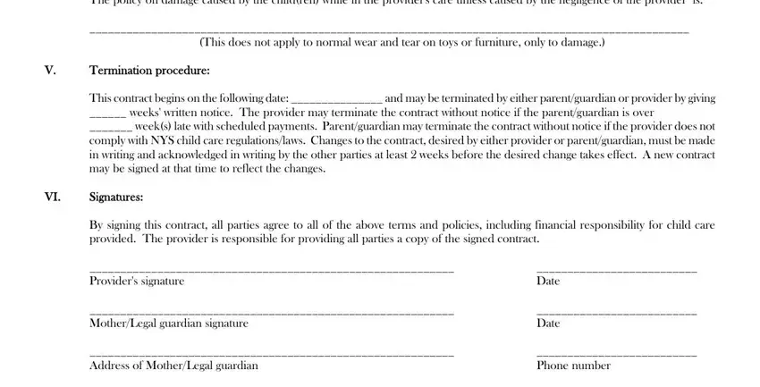 child provider care contract form writing process outlined (step 4)