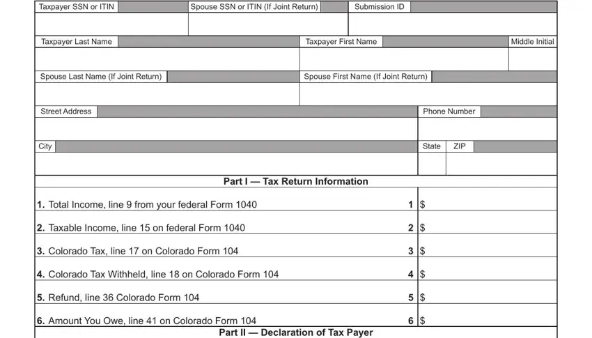 Filling out segment 1 in Form Dr8453 Colorado