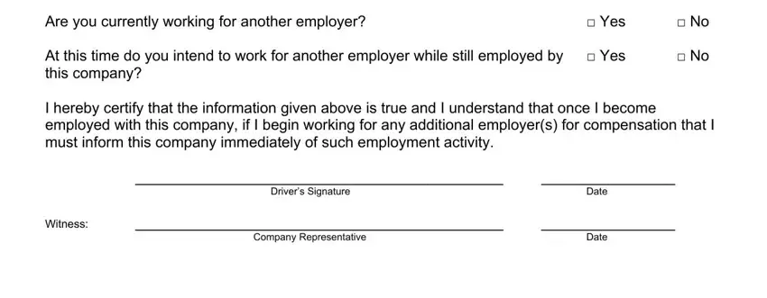Part number 2 in filling out form driver statement on duty hours