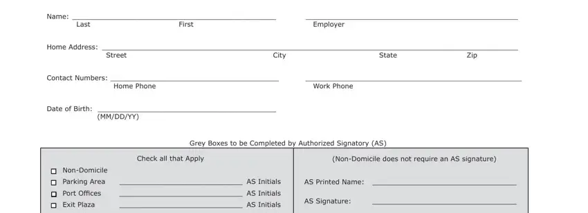 Filling in part 1 of Portland Form 216