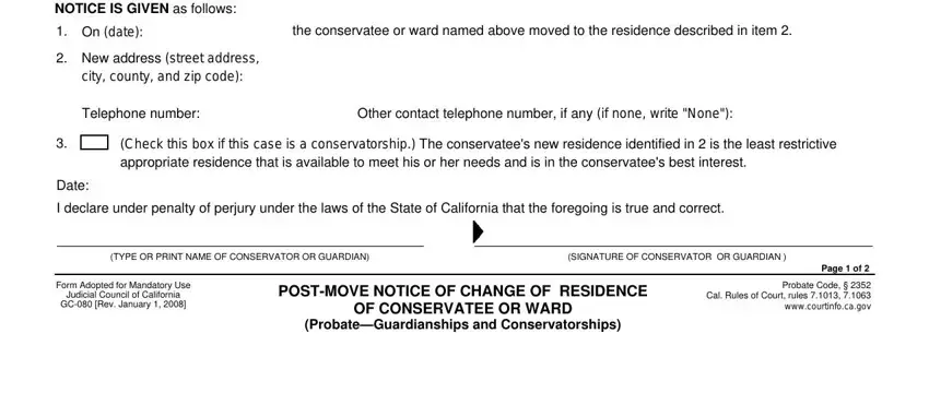 Date, OF CONSERVATEE OR WARD, and Judicial Council of California GC inside Conservatorships