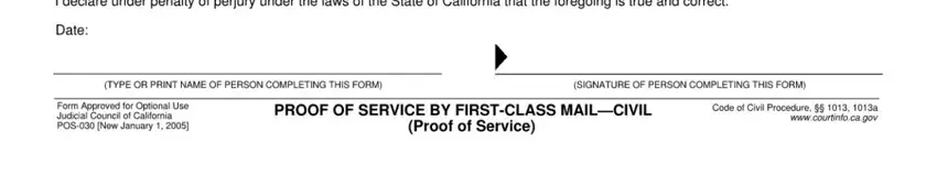 Part # 3 of filling in proof of service form california by mail