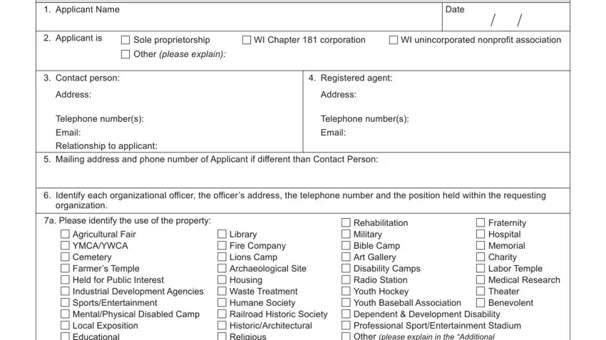 The way to fill in wisconsin property tax exemption request step 1