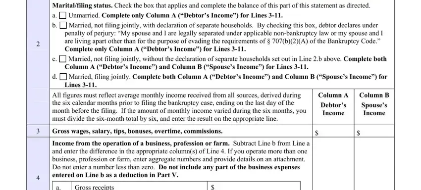 How to fill in bankruptcy form b22a part 3