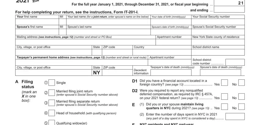 The right way to prepare it201 fillable form step 1