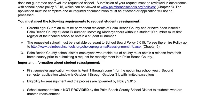Step no. 1 of submitting palm beach county school reassignment
