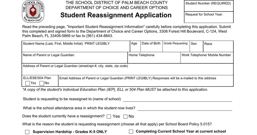 Part number 2 of filling out palm beach county school reassignment