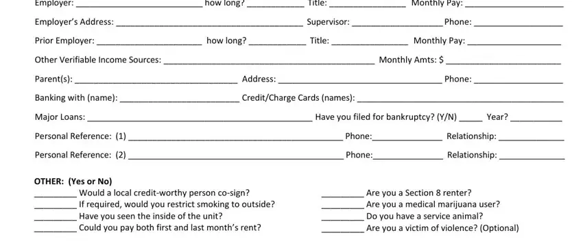 Other Verifiable Income Sources, Prior Employer  how long  Title, and Personal Reference   Phone of wla forms