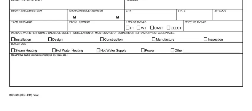Step # 3 of submitting csd 1 boiler inspection form