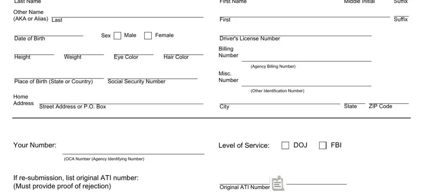 Filling out part 2 in doj 8016a form