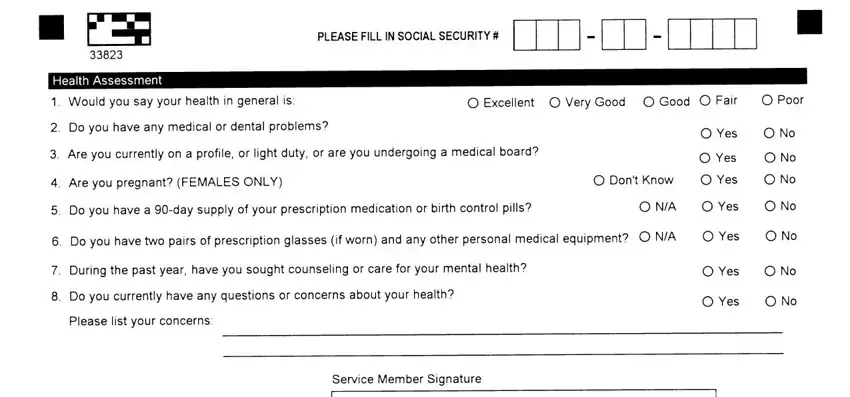 Filling out segment 3 in dd 2795 pre deployment health assessment