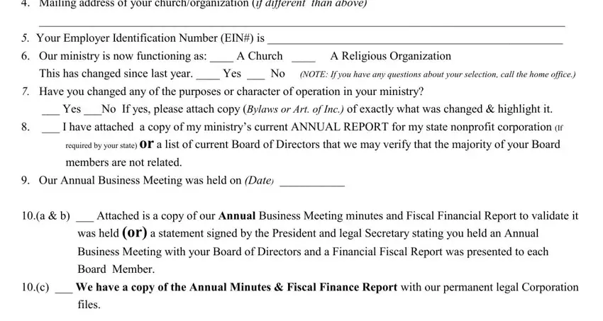 Filling in section 2 of what is church charter