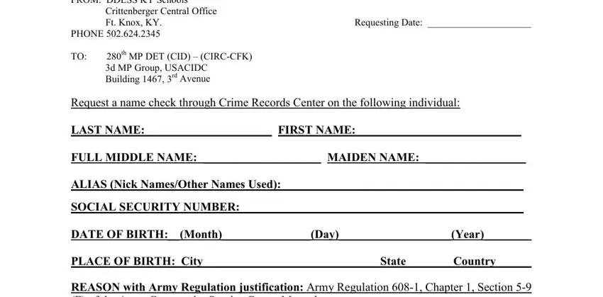 Filling in segment 1 in what is cid form