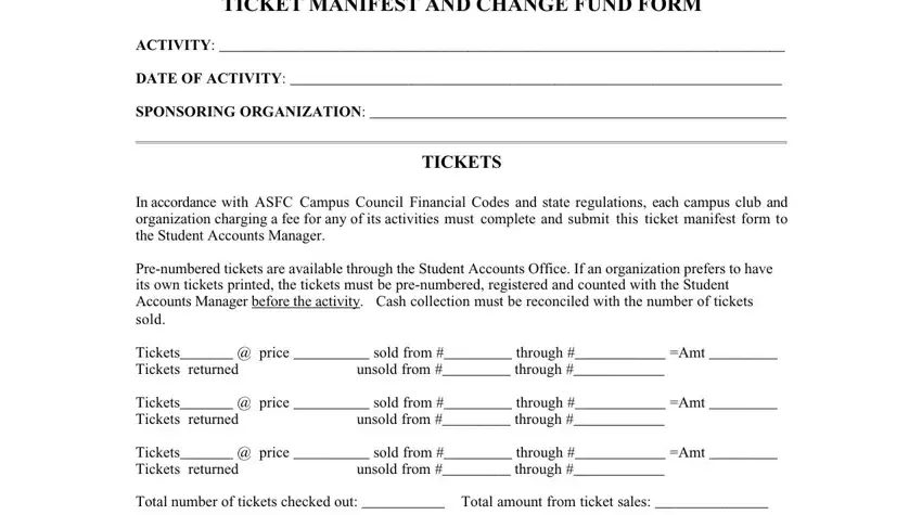 Step # 1 for filling out blank ticket template printable
