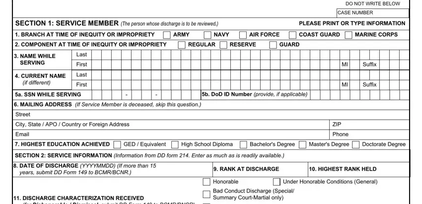 form 293 military writing process shown (portion 1)