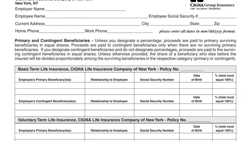 Part no. 1 in submitting dearborn life insurance beneficiary form