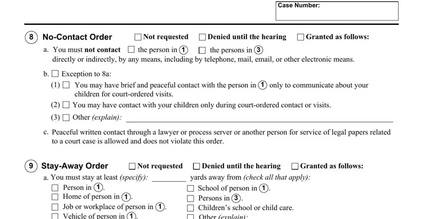 Filling out part 5 of california dv 110 form