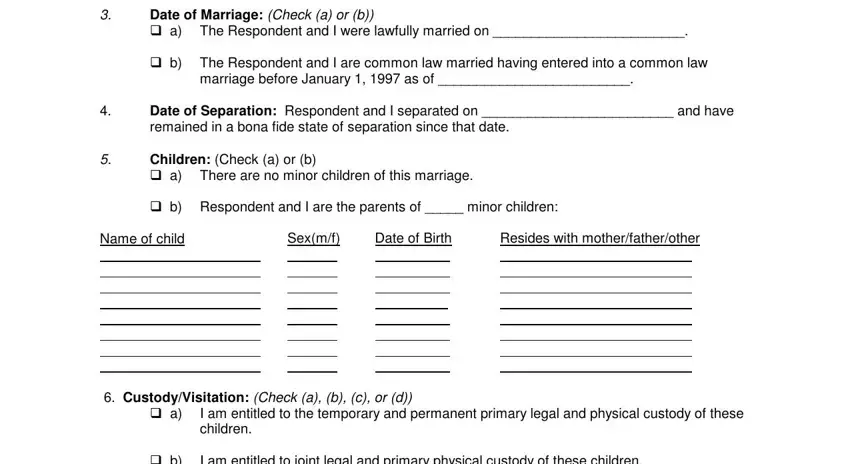 Name of child  CustodyVisitation, Children Check a or b cid a There, and Date of Separation Respondent and inside are georgia divorce forms online