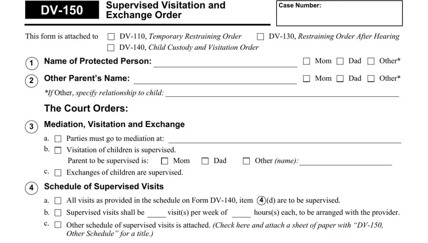 Part number 1 for filling in supervised exchange form