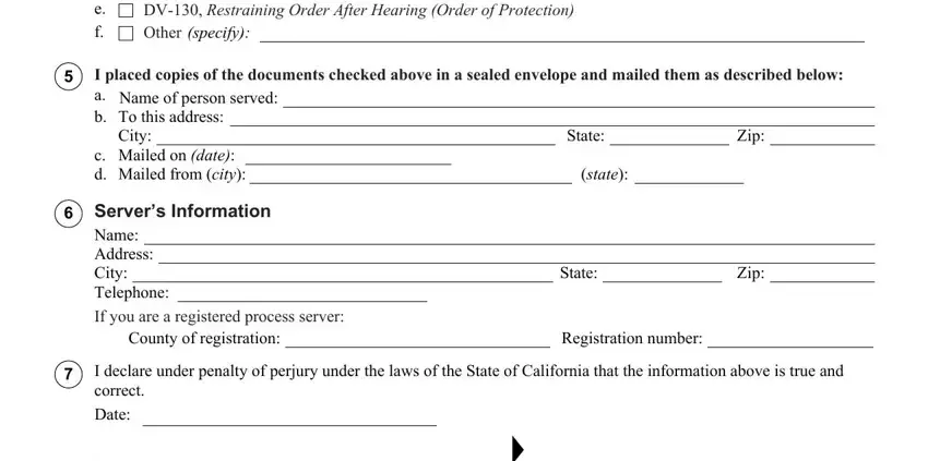 Filling out part 2 of Form Dv 250