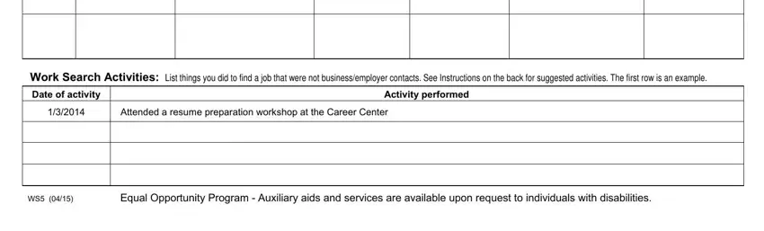 Guidelines on how to fill out work search form portion 2