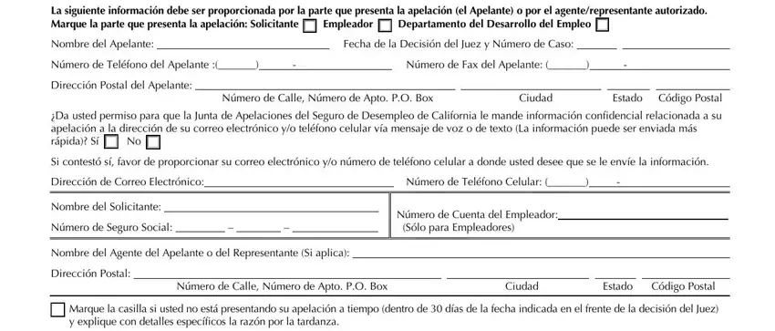 The way to fill in De 1430 Form step 4