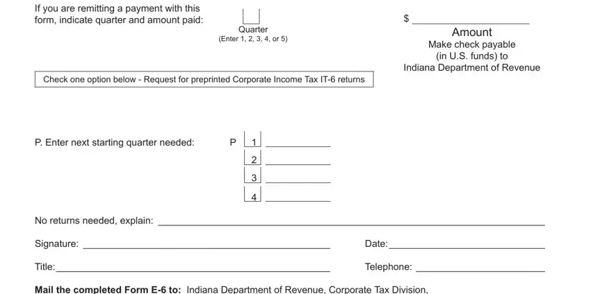 Amount, Make check payable, and Check one option below  Request in indiana estimated income