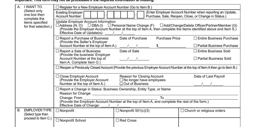 Stage no. 1 of filling in registration nonprofit form
