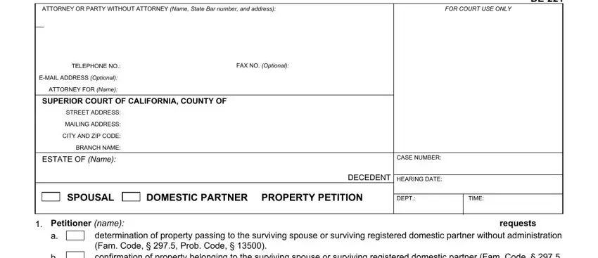 Writing section 1 of community property spousal conset form