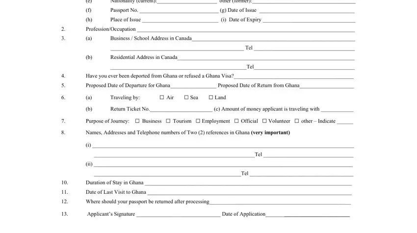 Filling in section 2 in ghana form application