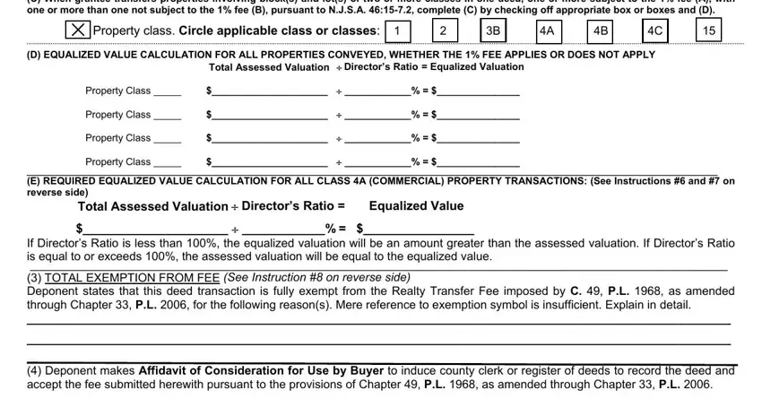 Total Assessed Valuation, E REQUIRED EQUALIZED VALUE, and Property class Circle applicable of Form Rtf 1Ee