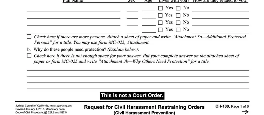 CH Page  of, a Are you asking for protection, and Judicial Council of California inside Civil Harassment Packet Form