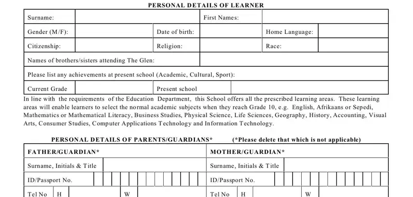 Stage number 1 of completing allen glen high school application forms 2022