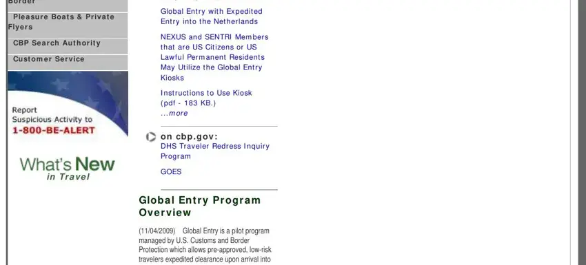 Global Entry Application Form ≡ Fill Out Printable PDF Forms Online