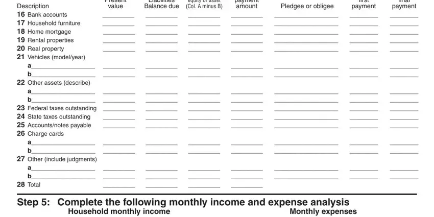 Monthly expenses, payment, and ﬁnal payment of where eg 13 illinois