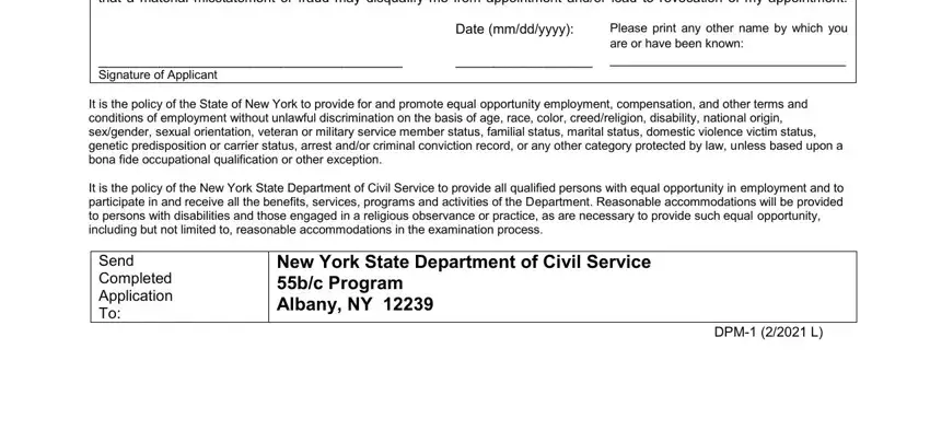I affirm under penalties of, Date mmddyyyy, and It is the policy of the State of inside nys civil service 55b
